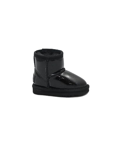 Grunland Croy PP0485 20/28 - Botines de pelo con purpurina efecto pintura para niña, Negro , 28 EU