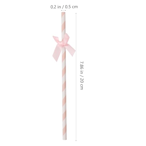 Pitillos de papel con moño rosa pack 30 piezas miniatura 4