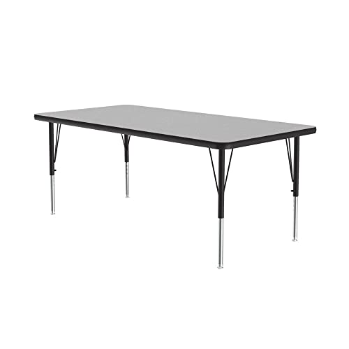 Correll 30"x60" Rectangular Classroom Activity Table, Height Adjustable (19"-29"), Gray Granite Durable Thermal Fused Laminate, School Furniture, Made in The USA