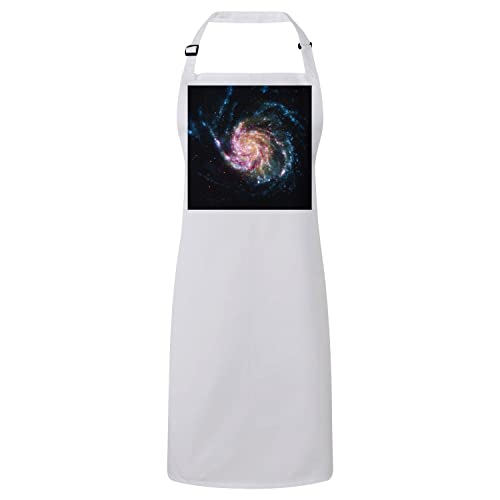 Tablier de cuisine blanc imprimé galaxie et étoiles pour passionné d'astronomie