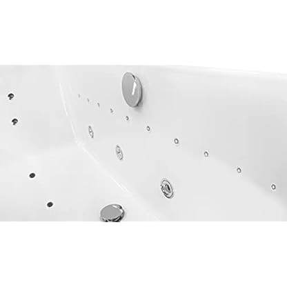 Basera® Premium Indoor Eck-Whirlpool Badewanne Futuna 140 x 140 cm mit 21 Massagedüsen, Heizung, Ozongenerator, Bodenansaugung, Wasserfall, LED-Ambiente, Touchpanel, Bluetooth, Radio – Bild 4