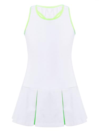 YiZYiF Kids Girls Tennis Golf Sport Uniform Tracksuit Sleeveless Active Dress with Sport Shorts Summer Casual Dress3