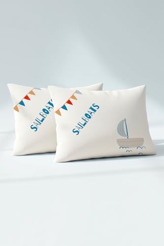 Ranforce %100 Pamuk Bebek Yastık Kılıfı 2'li Set 35X45 Cm - Sailboats B Çok Renkli