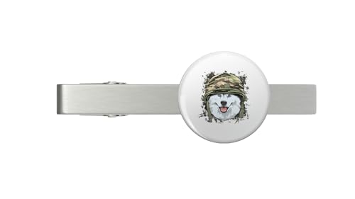 Siberian Husky Soldier Veteran DogArmy Dog Lover 611 Silver Tie Clip Tie Bar Veteran Gift