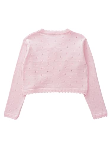 Girls Flower Knitted Long Sleeve Cardigan Sweater Children Kids One Button Bolero Shrug Dress Cover Up Tops4