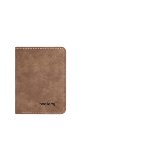 Portefeuille pour hommes à deux volets en cuir marron au toucher unique