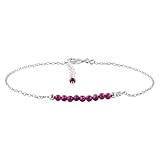InfinityGemsArt Bijoux Ruby Anklet Natural July Birthstone Dainty Silver Chain 9+1.25 in Adjustable Ankle Bracelet for Women Gift For Her Mom
