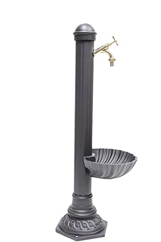 Fontaine à colonne modèle Pandora en aluminium et fonte avec baignoire pour maison, jardin et robinet finition au choix (brillant)