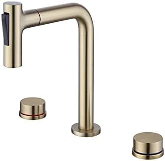 Mitigeur de lavabo extractible chromé grand modèle à double levier pour salle de bain