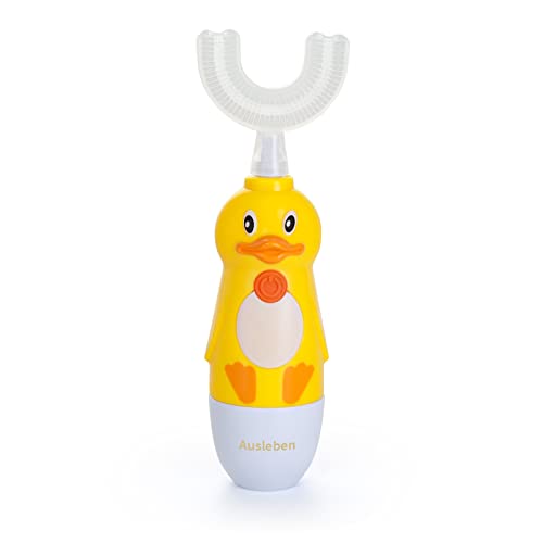 AUSLEBEN Automatic Electric Toothbrush for 2-6 Years Kids, Ultrasonic Toothbrush for 4-7 Years Children, U Type Whitening Kids Electronic Toothbrush(Yellow)