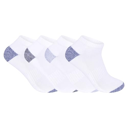 ArkXani® Calcetines acolchados de algodón para hombre, para correr, caminar, senderismo, ciclismo, color blanco y negro (talla 36-48), Heal and Toe acolchado blanco, 6-11