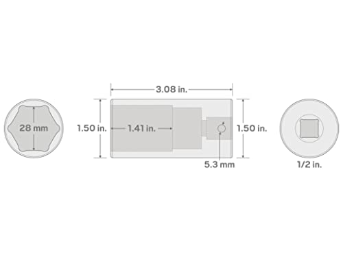 Tekton 1/2 Inch Drive X 28 Mm Deep 6-Point Impact Socket | Sid23128 #TOP3