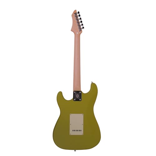 Image of Magna ST20M Beginner Electric Guitar | Maple Neck & Fretboard | HSS Pickup Setup | 22 Frets | Chrome Hardware | Gig Bag Included (LASER LIME)