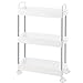 Ronlap carrello portavivande carrello da cucina carrello da bagno carrello 3 livelli multiuso ripiano cucina con gancio maniglia, ripiano stretto per cucina, bagno, bianco