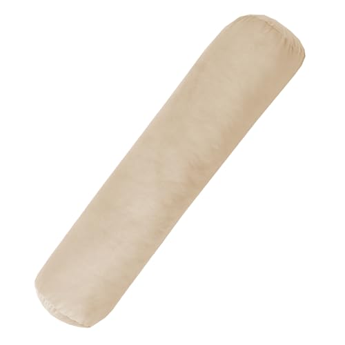 XIEMINLE Almohada cilíndrica redonda, cojín redondo extraíble, cojín de apoyo lumbar para reposabrazos, almohada de cama, cojín para dormir, almohada lumbar para cabecero (90 x 25 cm, beige)