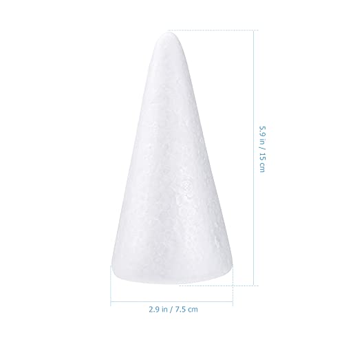 12pcs Craft Foam Cone Cone Christmas Tree Shapes DIY Craft Art Accessories 15cm, White - Image 2