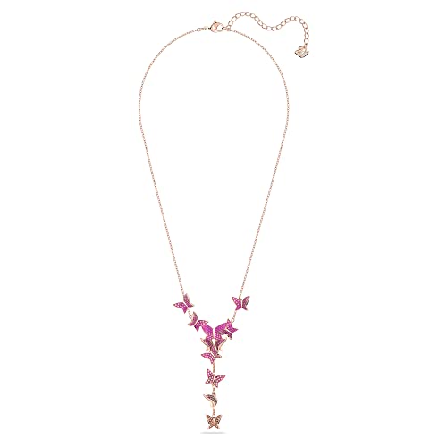 Swarovski Lilia Butterfly Necklace, Earrings, and Bracelet Crystal Jewelry Collection, Pink Crystals on a Rose Gold Tone Finish2