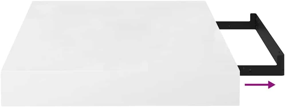 vidaXL Set of 4 Floating Wall Shelves - High Gloss White - Modern Design - Sturdy Honeycomb MDF and Metal Frame - 9.1"x9.3"x1.5"
