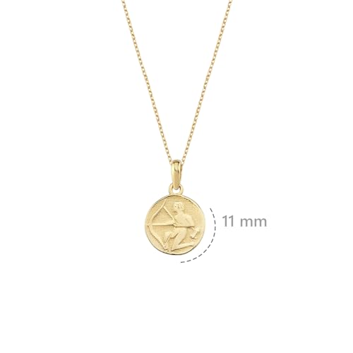 14K Solid Gold Zodiac Coin Necklace, Aries, Taurus, Gemini, Cancer, Leo, Virgo, Libra, Scorpio, Sagittarius, Capricorn, Aquarius, Pisces Pendant, Astrology Sign Necklace Gift for Her3