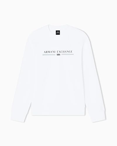 Armani Exchange Sweat à Manches Longues pour Homme, Grand Logo sur Le Devant, Coupe décontractée, Blanc cassé, L, Blanc cassé., L