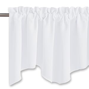 Nicetown NTUSLPDVALANCEM5218C22 Pure White Curtain Valance For Kitchen - 50% Blackout Functional Rod Pocket Window Treatment Tier thumb #1