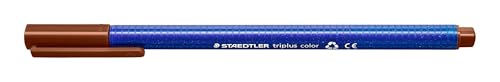 STAEDTLER Filzstifte triplus color, braun, dreikant, stabile, eindrucksichere Spitze, Linienbreite ca. 1 mm, kindgerecht, hohe Qualität Made in Germany, 10 fibre-tip pens im Kartonetui, 323-76