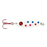 Northland Tackle Tungsten Buck-Shot Rattle Spoon, Fast-Sinking Ice Fishing Spoon with Loud Brass Rattle, Super-Glo Wonderbread, 1/8 Oz