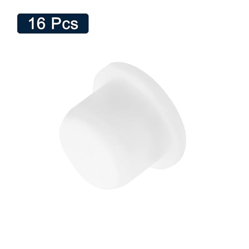 Image of uxcell 16 Pieces White Rubber Stopper, 14mm Plug Holes for 13.5-13.8mm /0.53-0.54 inch Hole