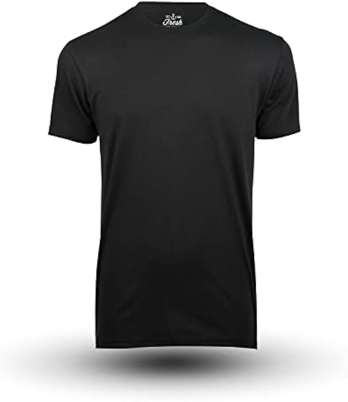 Fresh Clean Threads Black T-Shirts for Men - Soft and Fit Mens T-Shirt - Cotton Poly Blend - Pre Shrunk Premium Tee