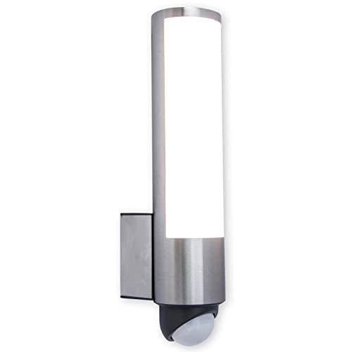 LUTEC LED-Außenwandleuchte Leda,Außenleuchte mit Infrarot Bewegungsmelder, Wandlampe aus Metall in Edelstahl, moderne Wandleuchte, Außenlampe...
