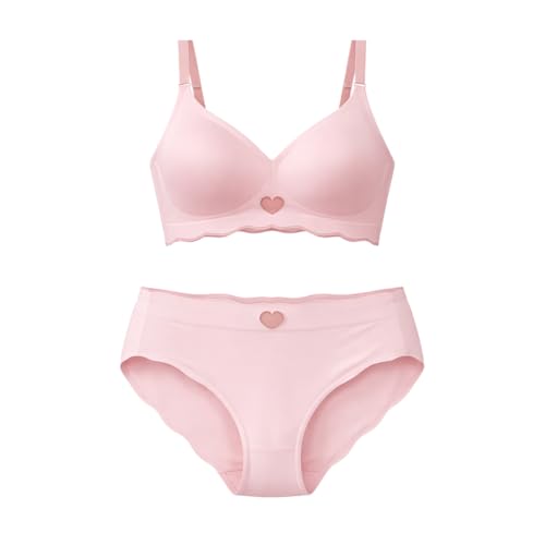 Image of Women Bra Panty Set Soft Natural Support Seamless Backless Summer Bra Panties Set | Adjustable Straps and Heart Design Lingerie Set | Women's Suit Push-Ups Sports Underwear Bra Set