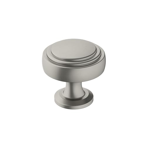 Image of Amerock 1-1 /4 inch Round Winsome Satin Nickel Cabinet Knob | Durable Zinc drawer knob and cabinet hardware, ideal for kitchen cabinets, bathroom vanities, dressers, and furniture