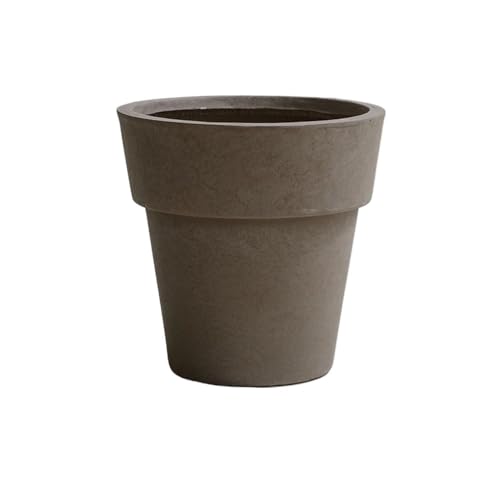 Moderno Maceta redonda de color moca, 3 tamaños con orificio de drenaje, maceta de arcilla de magnesio for alféizar de ventana, sala de estar, dormitorio, contenedor de plantas Jardinera(Medio)