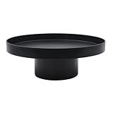 Obsttablett mit hohem Fuß, Küchentheke, Obstschale, rundes Serviertablett, Lebensmittel- und Getränkeständer, einfache Aufbewahrungsplatte (schwarz, L)