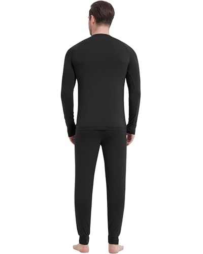 Image of NACHILA Mens Pajamas Set Long Sleeve Henley Sleepwear Top Soft Jogger Pants Pajamas Cool Pjs Set,Viscose Made from Bamboo