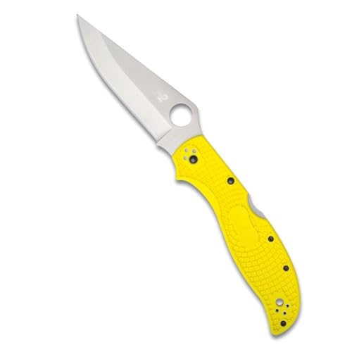 Spyderco Stretch 2 XL Lightweight Salt Folding Pocket Knife with 3 H-2 Steel Blade and FRN Handle - EDC Knife for Men and Women Perfect for Hunting Tactical Camping - PlainEdge - C258PYL