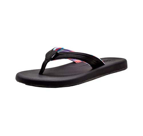 Flojos Women's Lanka Flat Sandal, Black/Lavender Stripes, 8 by Flojos - Used condition - US$42.75