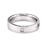 Homxi Anillos Boda de Hombre de Oro Blanco 9K, Redondo Simple y Cuadrado con Diamante de 0,1 ct, Anillos de Plata Boda Hombre, Talla 22(62mm)