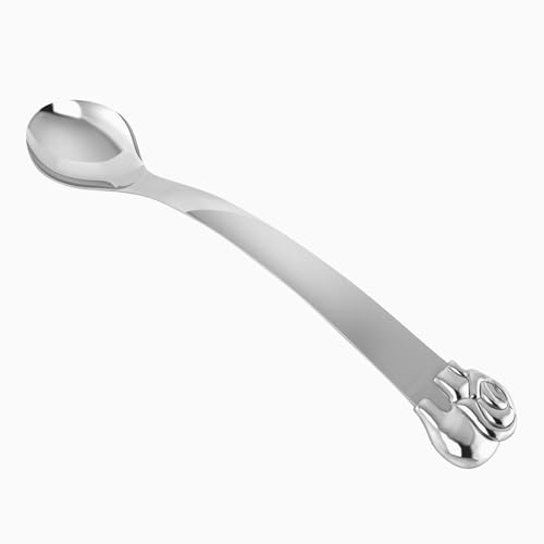 sterling silver elephant feeding spoon - premium quality food grade standard 925 solid sterling silver spoon - engravable gift for baby with a beautiful gift box