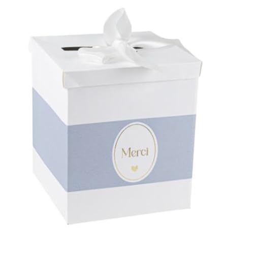Artyfêtes Générique - URNE Carton Merci BAPTÊME 21X25CM Bleu Orage
