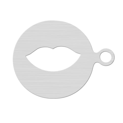 BESTOYARD Stainless Steel Coffee Stencils Lip Pattern for Latte Art and Baking 4.72X3.93 Inch Food Grade Template for Cappuccino Cakes Cupcakes Easy to Clean