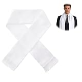 Fnuqz 1920s Men's Scarf with Tassels Long Shawl for Men Women White Fancy Dress Halloween Gangster Cosplay Party Decoration Supplies