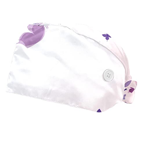 Lot de 2 bonnets de travail avec boutons et bandeau de sueur, réglables en forme de couronne de fleurs à l'aquarelle, Multicolore 04, M/L