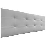 DHOME Cabecero, Cabezales de Cama Acolchado Capitoné 8cm de Grosor. Cabezal tapizado ACUALINE Tela y Polipiel. Cabeceros de Cama Matrimonio e Individual (Polipiel Gris Claro, 160cm (Camas 150/160))