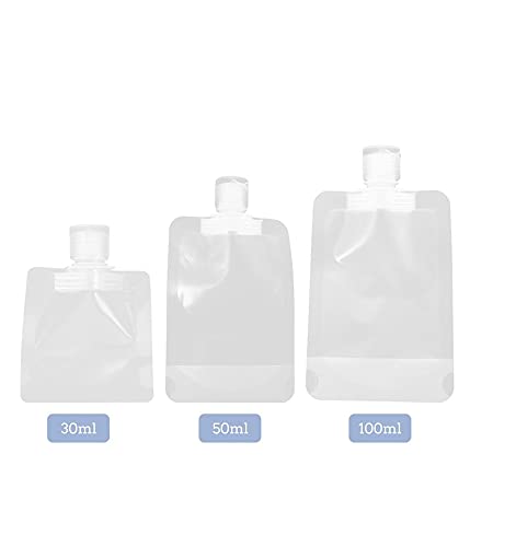 Bolsa de compressão vazia 10 peças tamanho de viagem com funil, bolsa de embalagem de loção transpar
