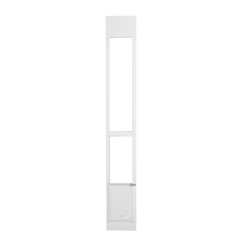VEVOR Hundetür für Glasschiebetüren 1927-2049 mm höhenverstellbare Hundetür Schiebetüren, Haustiertür aus gehärtetem Glas mit Aluminiumrahmen & Scharnierstruktur, Klappe und Schloss für kleine Hunde