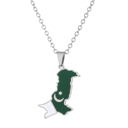 XFUYI Collier Carte du Pakistan, Bijou élégant Ras-de-Cou, Pendentif Ethnique pour Les passionnés de Culture