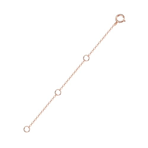Image of 14K Solid Gold Necklace Extender Real Bracelet Extender 2 3 4 Inch Durable Adjustable Chain Gold Anklets Extension for Women 2 inch 3 inch 4 inch (14K Rose Gold-3 IN)