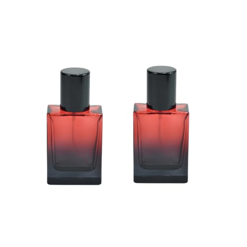 2 Pack 30ml Gradient Color Glass Atomizer Perfume Spray Bottle,Refillable Empty Perfume Spray Bottles for Travel,Fine Mist Sprayer Containers for Essential Oil Cosmetic(Red&Black)
