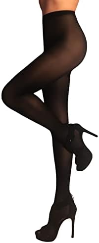 Charm and Attitude Microfiber Tights for Women 40 Denier Pantyhose Semi Opaque Nylons (S, Black)